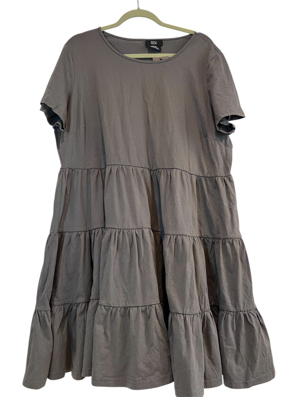 CCX Sweet Tier Dress Khaki Green Plus Size 18 Babydoll Mini Casual Chic Basic